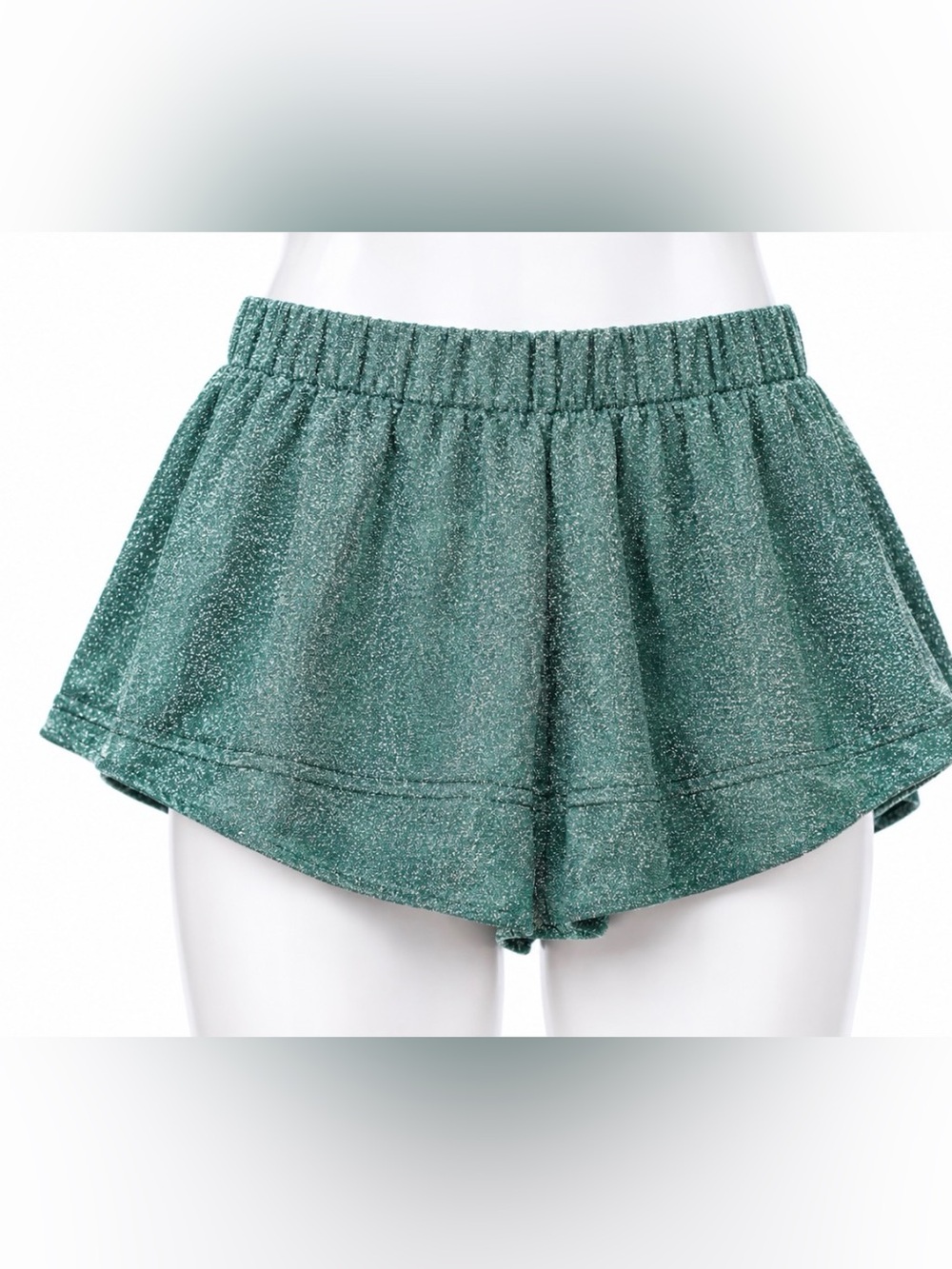Sparkle Green Elastic-Waist Women’s Shorts